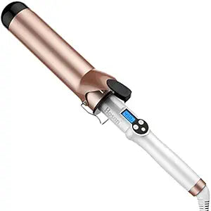 Hoson 2 Inch Curling Iron Large Barrel, Long Barrel Curling Wand Dual Voltage, Ceramic Tourmaline Coating with LCD Display, Glove Include