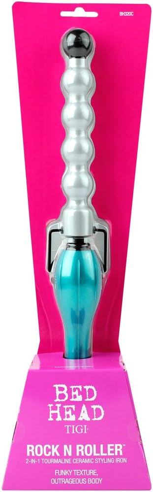 Bed Head Rock N Roller Clamp Free 2-in-1 Curling Wand | Round Barrel for Tousled Waves