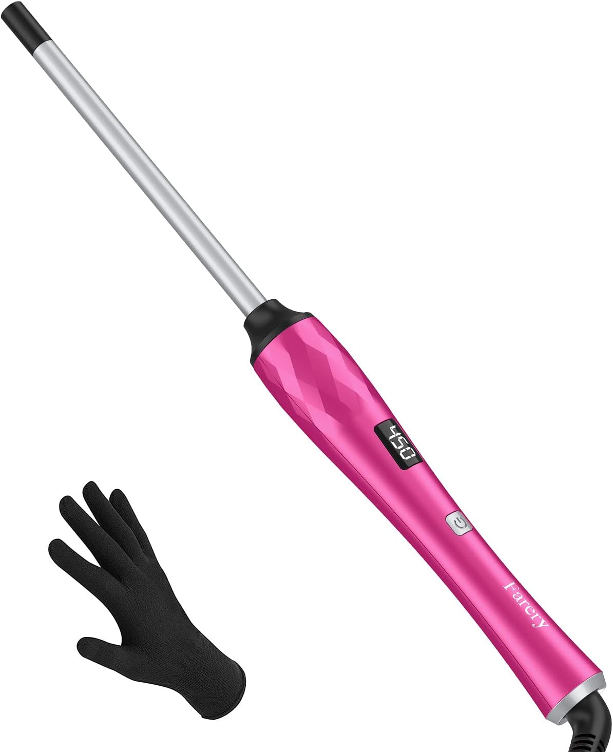 Small Curling Wand, 3/8 Inch Curling Iron for Short & Long Hair, Ceramic Small Barrel Curling Iron with Argan Oil & Keratin Infused, 30s Fast Heat Up, 12 Adjustable Temperature, Glove Included