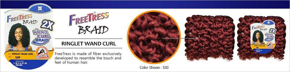 FreeTress Synthetic Hair Crochet Braids 2X Ringlet Wand Curl (4-PACK, 1B)