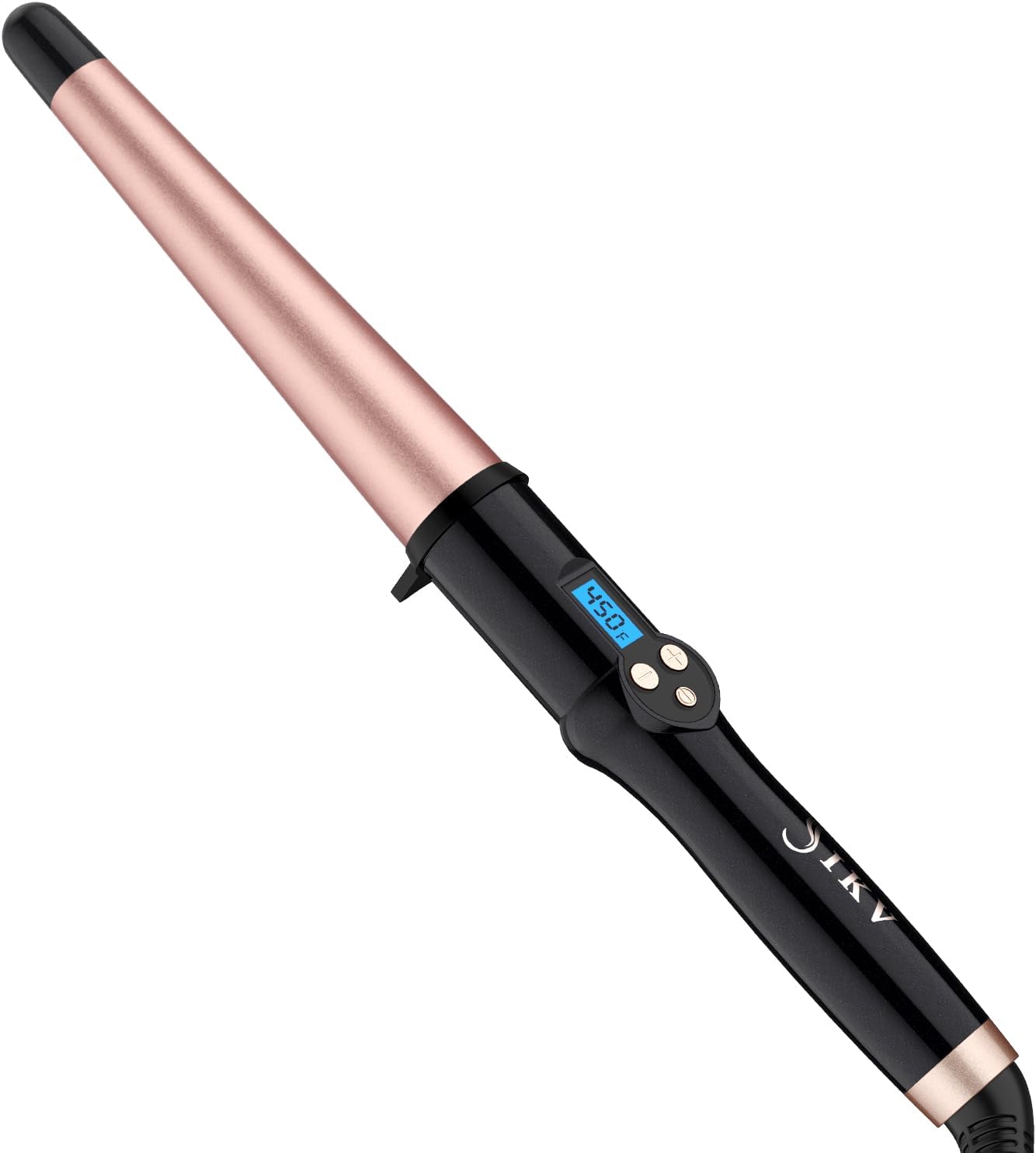 Dual Voltage Tapered Curling Wand for Long Hair,Ceramic Hair Wand Curling Iron 1 ¼-inch to 3/4-inch Beachy Waves,Hair Curler with LCD Display 225-450℉ | Glove Include
