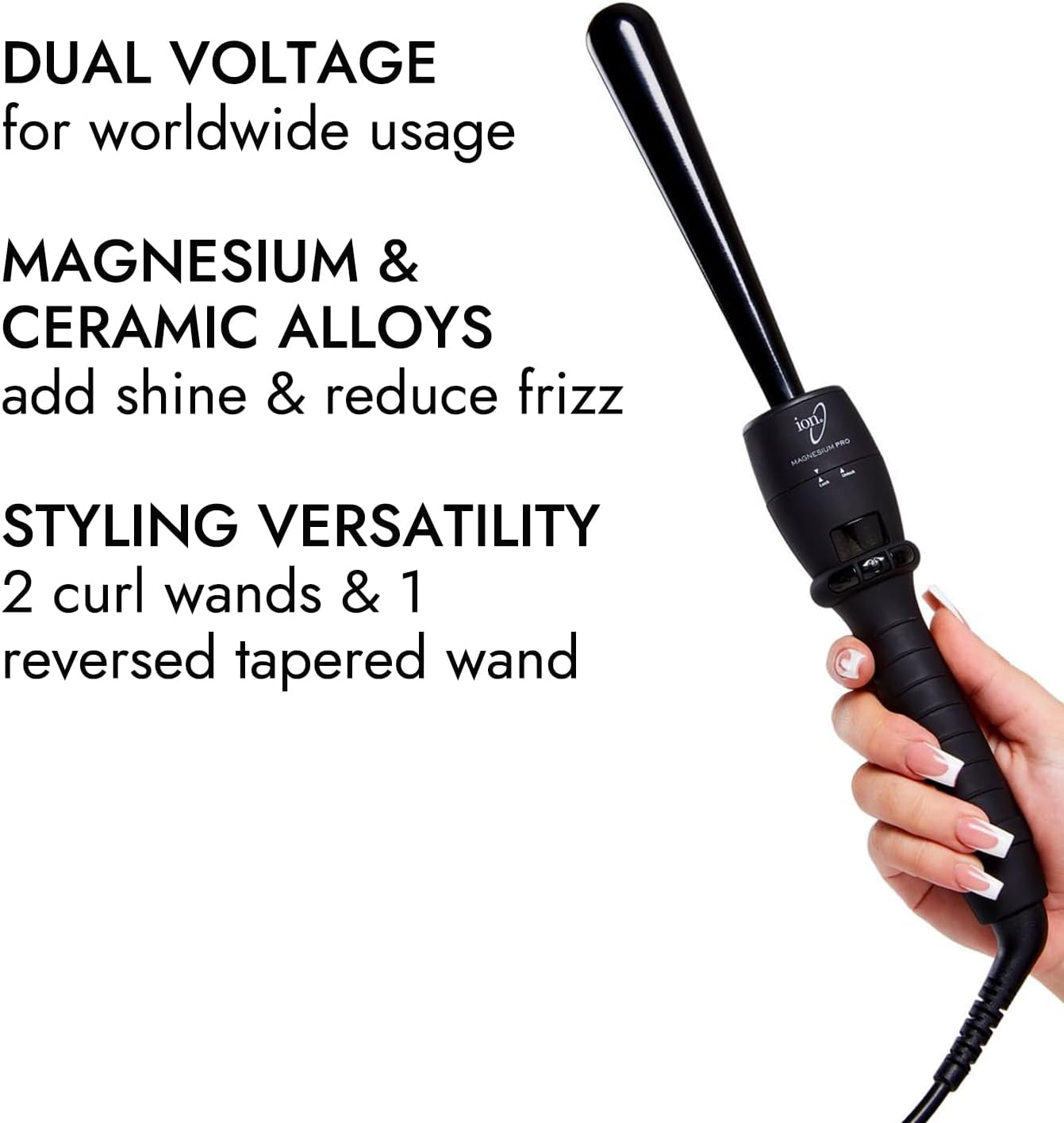 Ion Interchangeable Clipless Curl Wand Trio