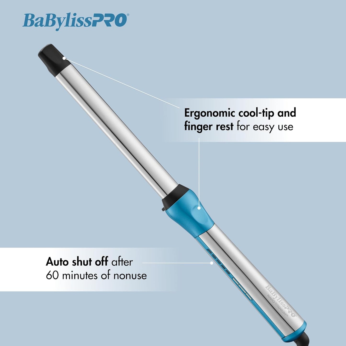 BaBylissPRO Nano Titanium Oval Barrel Curling Wand for All Hair Types
