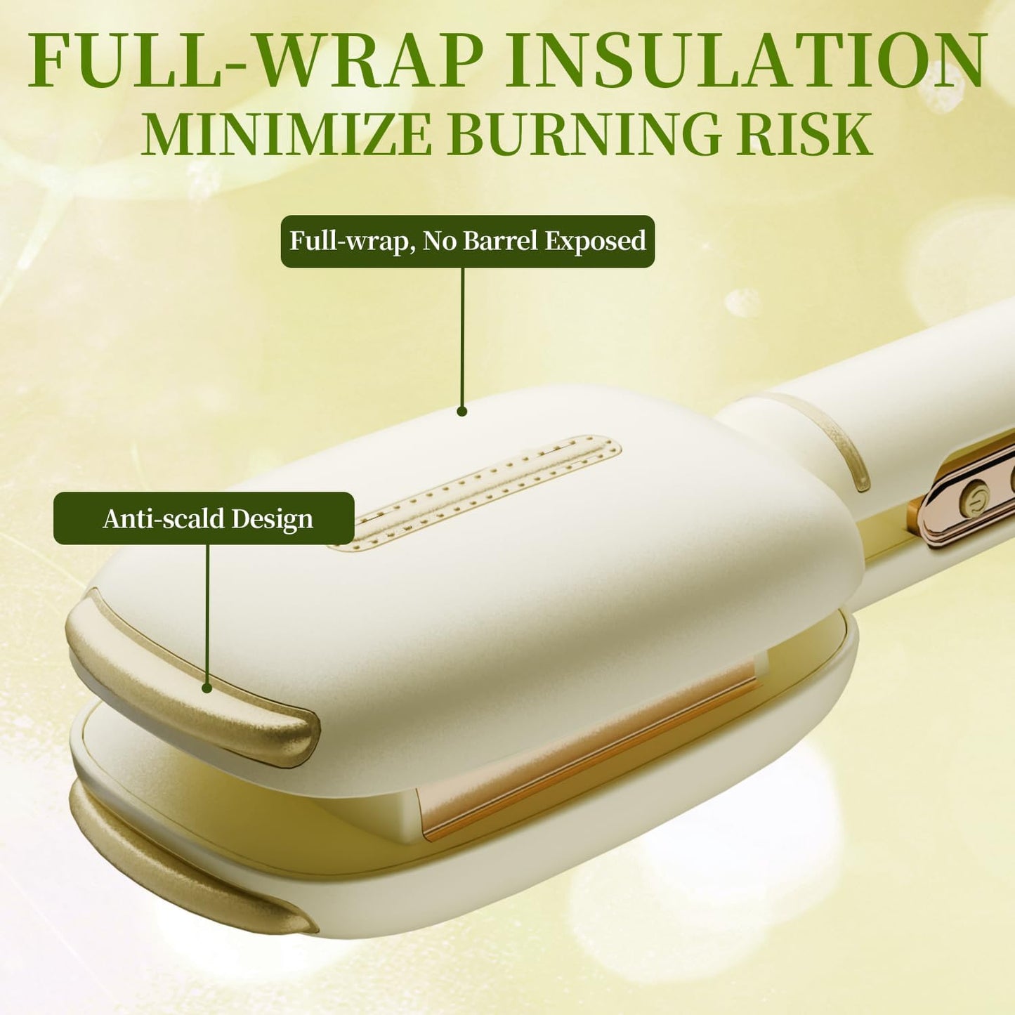 Waves Curling Wands - Curling Iron Hair Crimper Waver, Ionic Deep Waver Hair Curler Tool with Ceramic 3 Barrel for All Hair Types, Easy to Use, Long-Lasting Waves, Beige