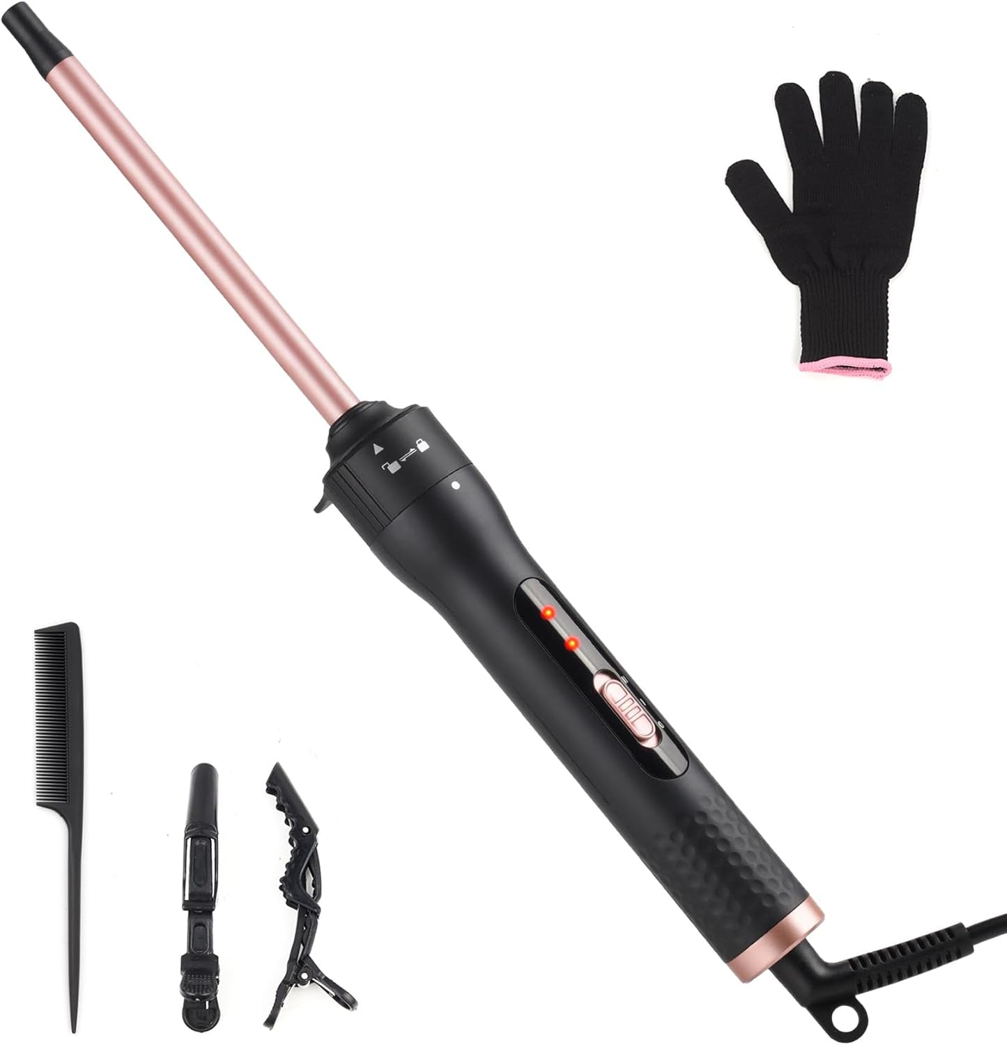Curling Wand Professional Ceramic Hair Curling Iron 13mm for Short to Long Hair Styler Curler with Glove, Rapid Heating, Dual Voltage