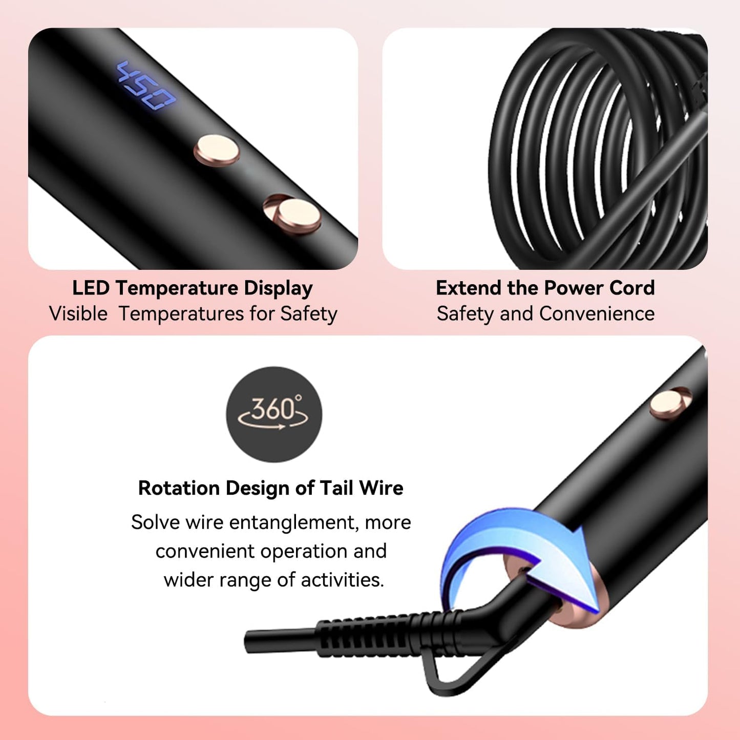 5 in 1 Curling Wand Set, Waver Curling Iron with Curling Brush and 4 Interchangeable Ceramic Curling Wand (0.35”-1.25”) for Women, Fast Heat Up Hair Curler Include Heat Protective Glove