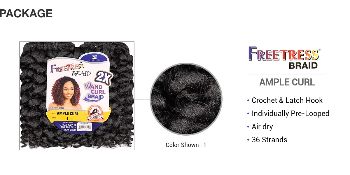 AMPLE CURL (1 Jet Black) - Freetress 2X Wand Curly Crochet Braid Collection