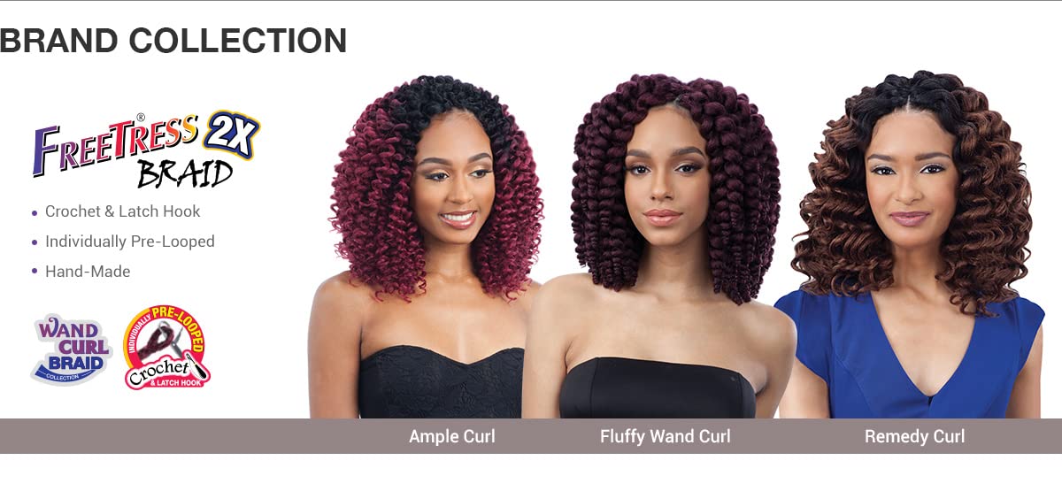 AMPLE CURL (1 Jet Black) - Freetress 2X Wand Curly Crochet Braid Collection