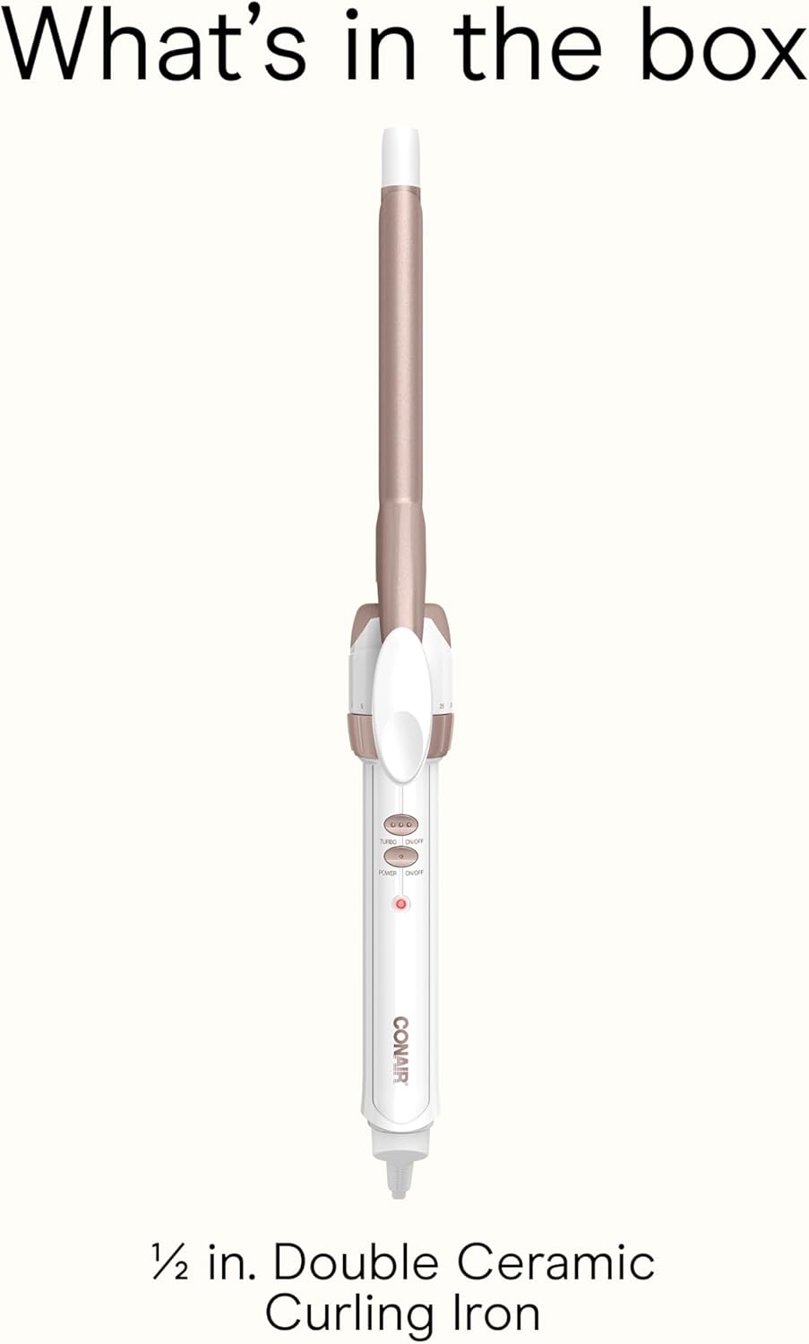 Conair Double Ceramic 1/2-Inch Curling Iron, 1/2-inch barrel produces spiral curls – for use on short to medium hair