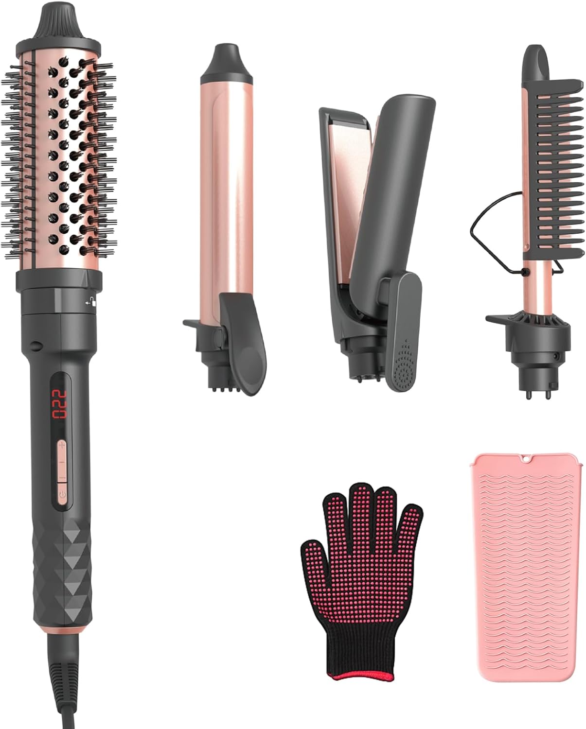 4 in1 Curling Iron,Curling Wand for Long Hair,Hair Crimper with Straightener and Curler Fuction,Wand Curling Iron with Heat Resistant Mat Glove