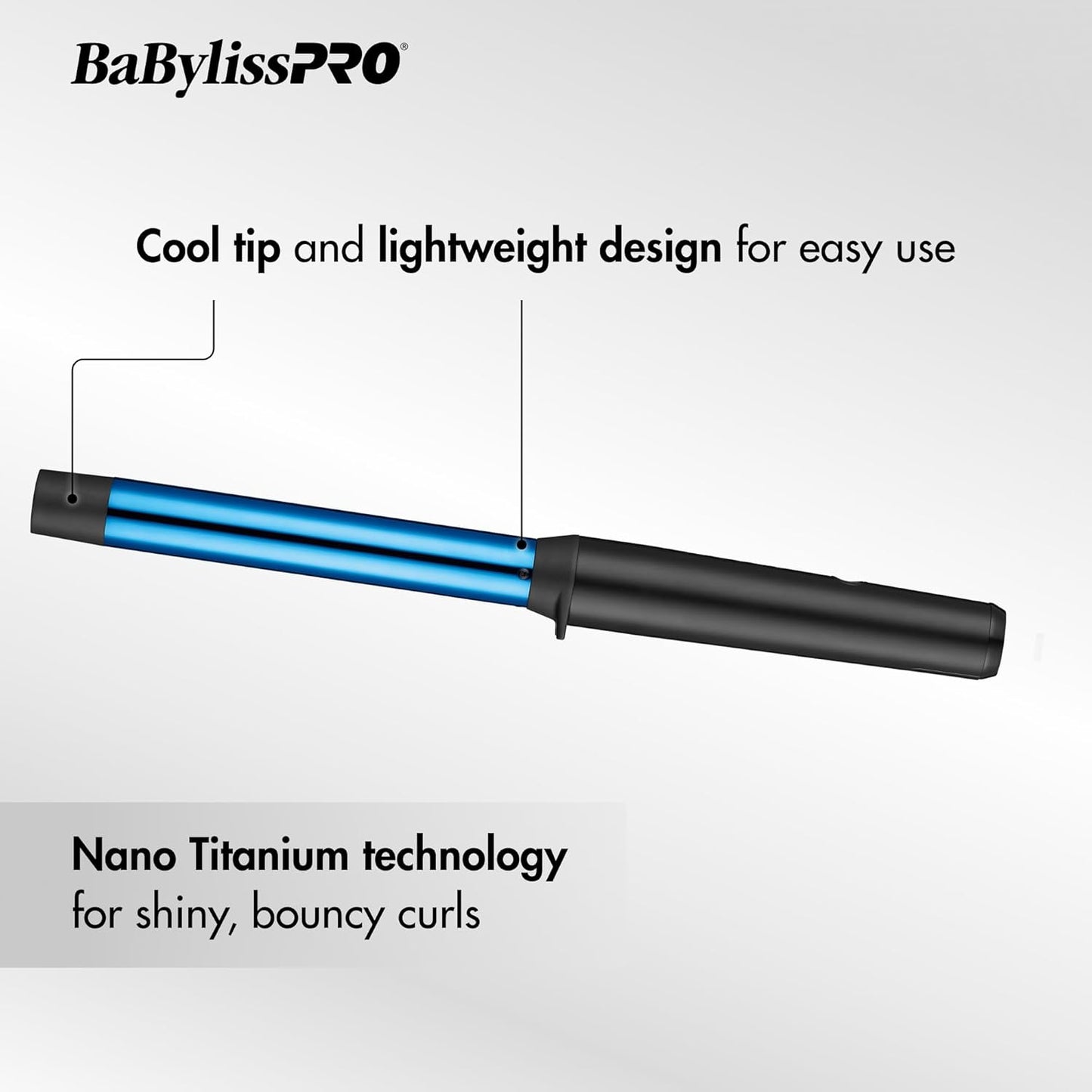 BaBylissPRO Nano Titanium Professional Curling Wand For All Hair Types, Reaches 430 Degrees For Long Lasting Curls