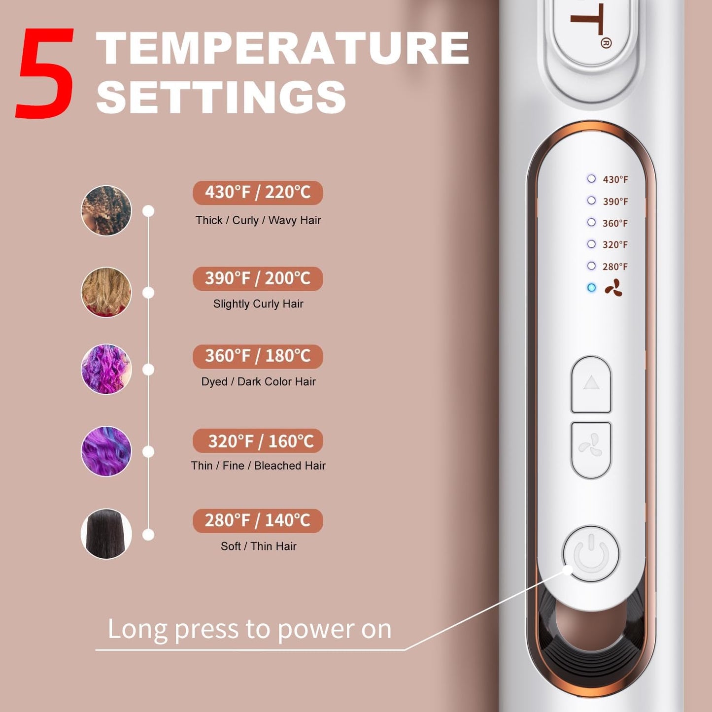 OBEST 360° Airflow Styler | 2-in-1 Curling Wand & Flat Iron Professional Hair Straightener and Curler with Cooling Air Vents to Lock in Style, Adjustable Temp,Dual Voltage Portable for Travel (White)