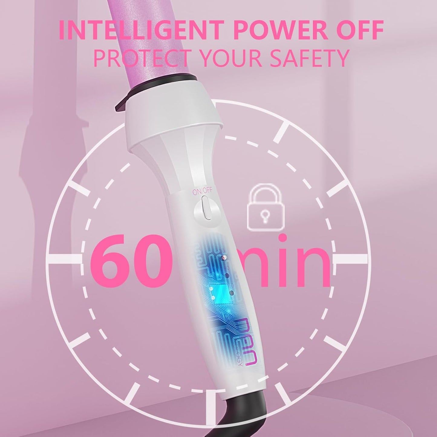 DAN Technology Curling Wand, 1 inch, Temperature Adjustable, Tourmaline Impregnated Ceramic Barrel, Dual Voltage, 60 min Shut Off, Curling Iron for Natural Curls and Long-lasting Hairstyles