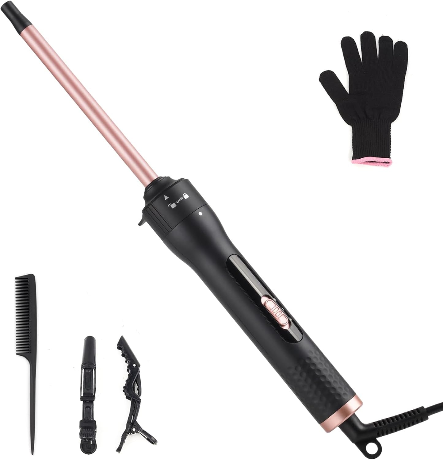 Curling Wand Professional Ceramic Hair Curling Iron 13mm for Short to Long Hair Styler Curler with Glove, Rapid Heating, Dual Voltage
