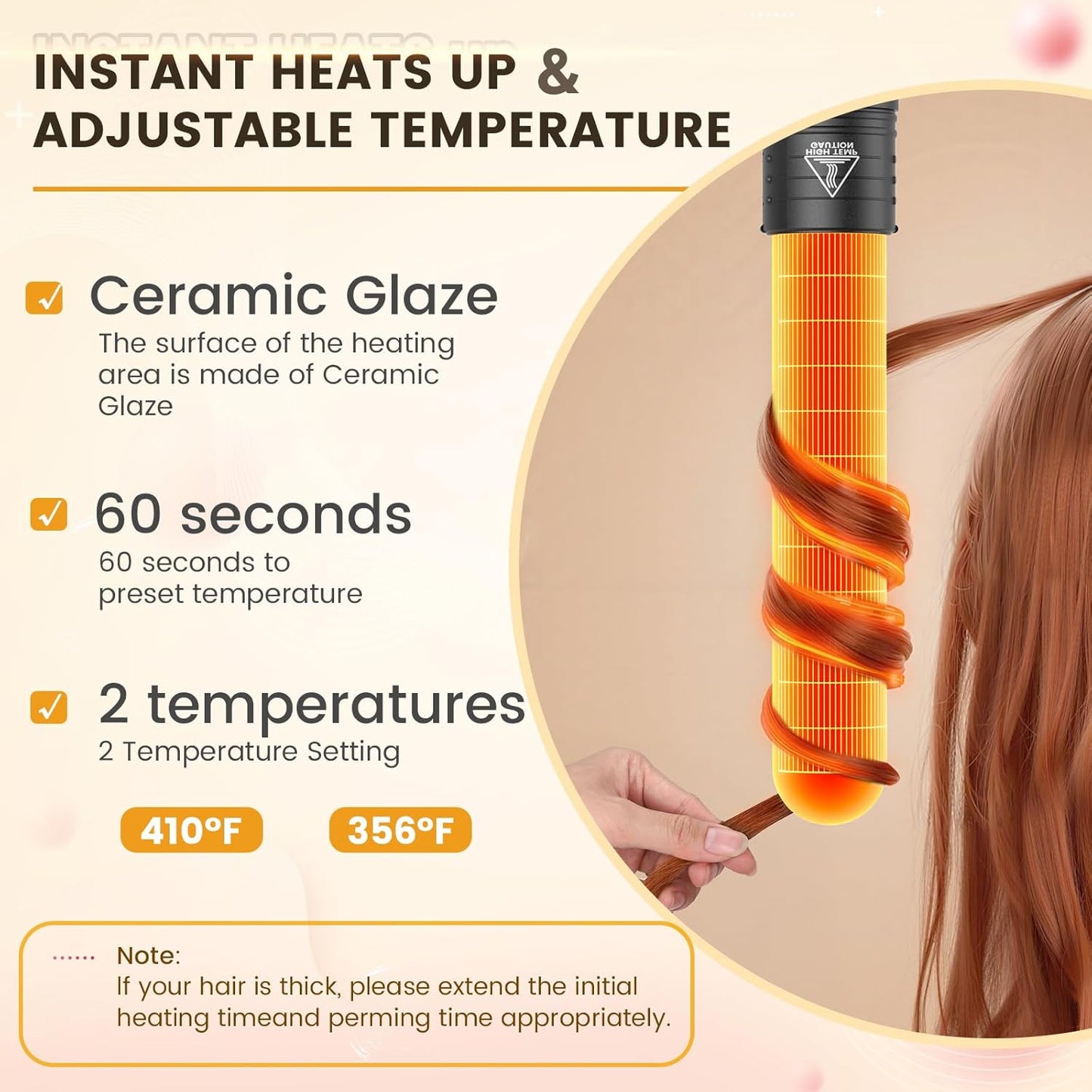 5 In 1 Curling Wand Set, Curling Iron Interchangeable Ceramic Barrels (0.35-1.25 Inch), Heating Hair Curler Kit with Protective Glove & 2 Clips Ceramic Coated for All Hair Types, Gift for Girls, Women