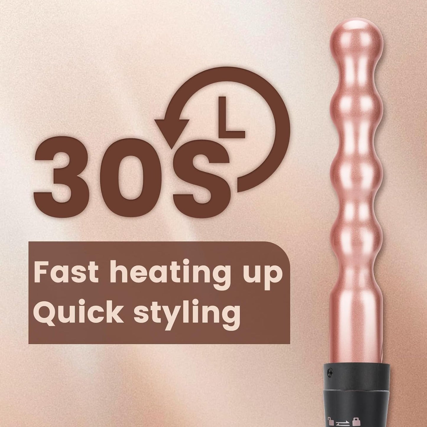 Bo'laiya 5 in 1 Curling Wand Set with Temperature Display, Curling Iron Set with 5 Interchangeable Ceramic Curling Wands, Instant Heat Up, Suitable for All Hair Types (Rose Gold)