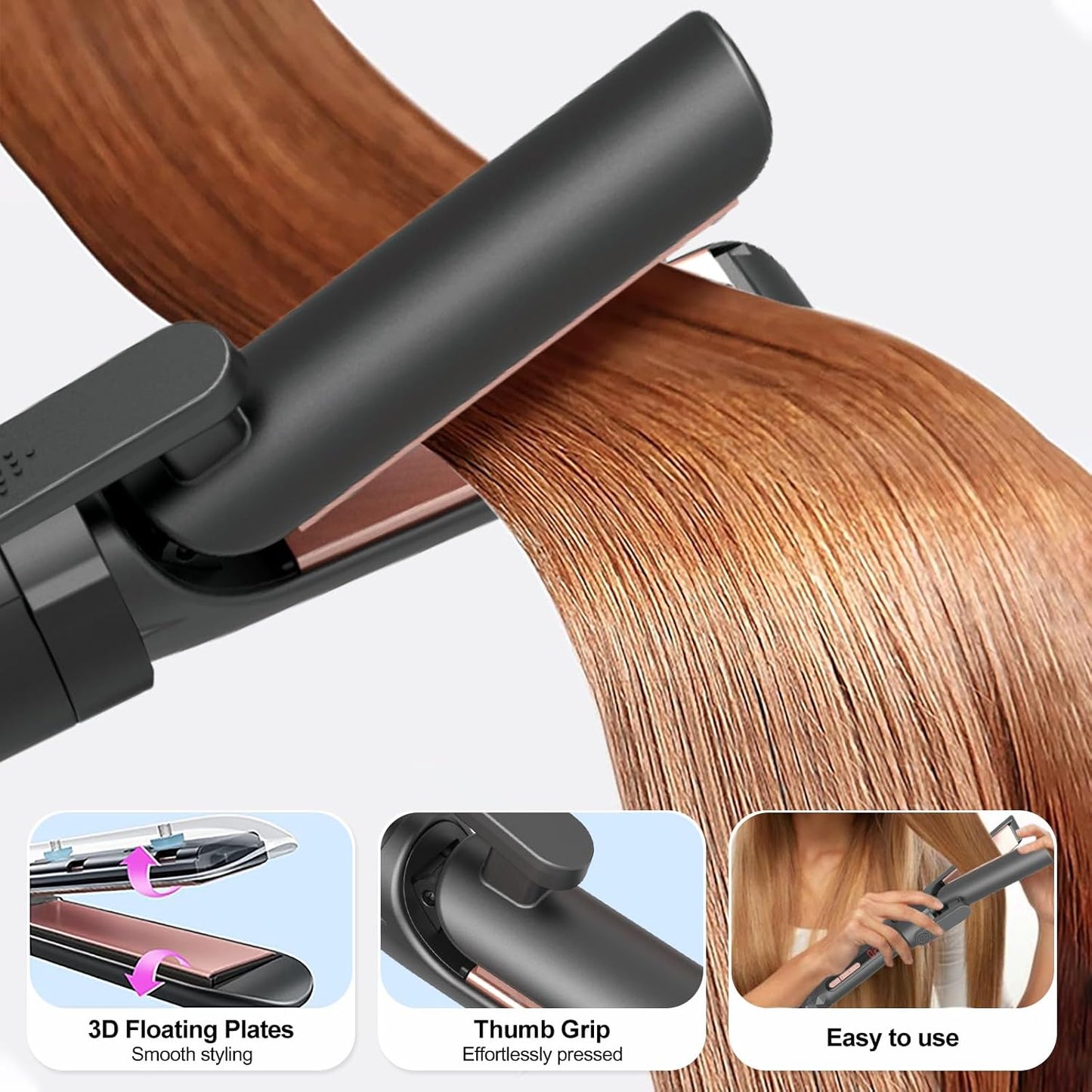 4 in1 Curling Iron,Curling Wand for Long Hair,Hair Crimper with Straightener and Curler Fuction,Wand Curling Iron with Heat Resistant Mat Glove
