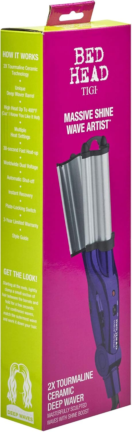 Bed Head Wave Artist Deep Waver | Combat Frizz, Get Long Lasting Results, & Add Massive Shine for Beachy Waves | With Tourmaline Ceramic Technology (Purple)