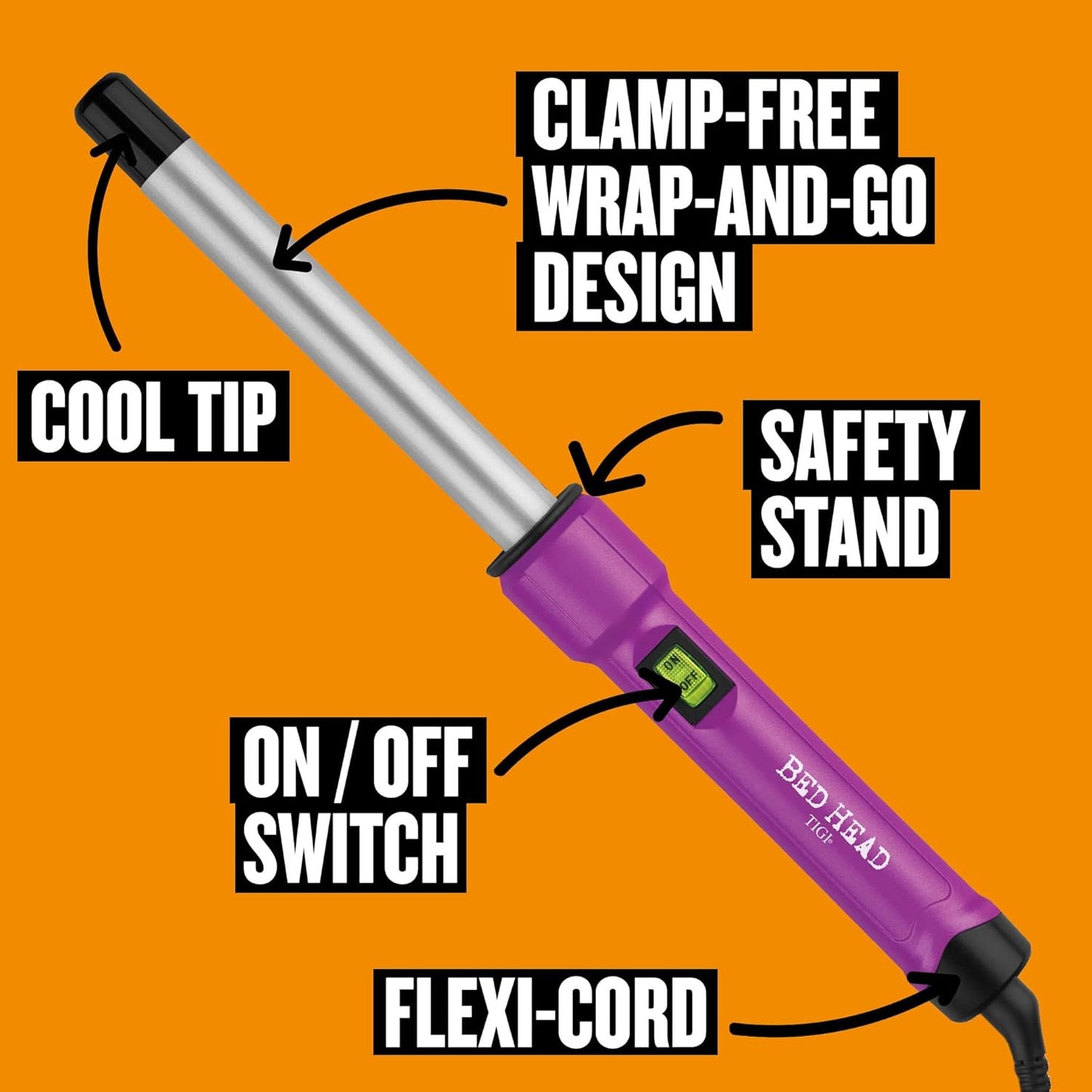 Bed Head Curlipops .75” Tourmaline Ceramic Styling Iron | Clamp-Free Curling Wand | for Natural-Looking Curls & Short Hair (3/4 Inch)