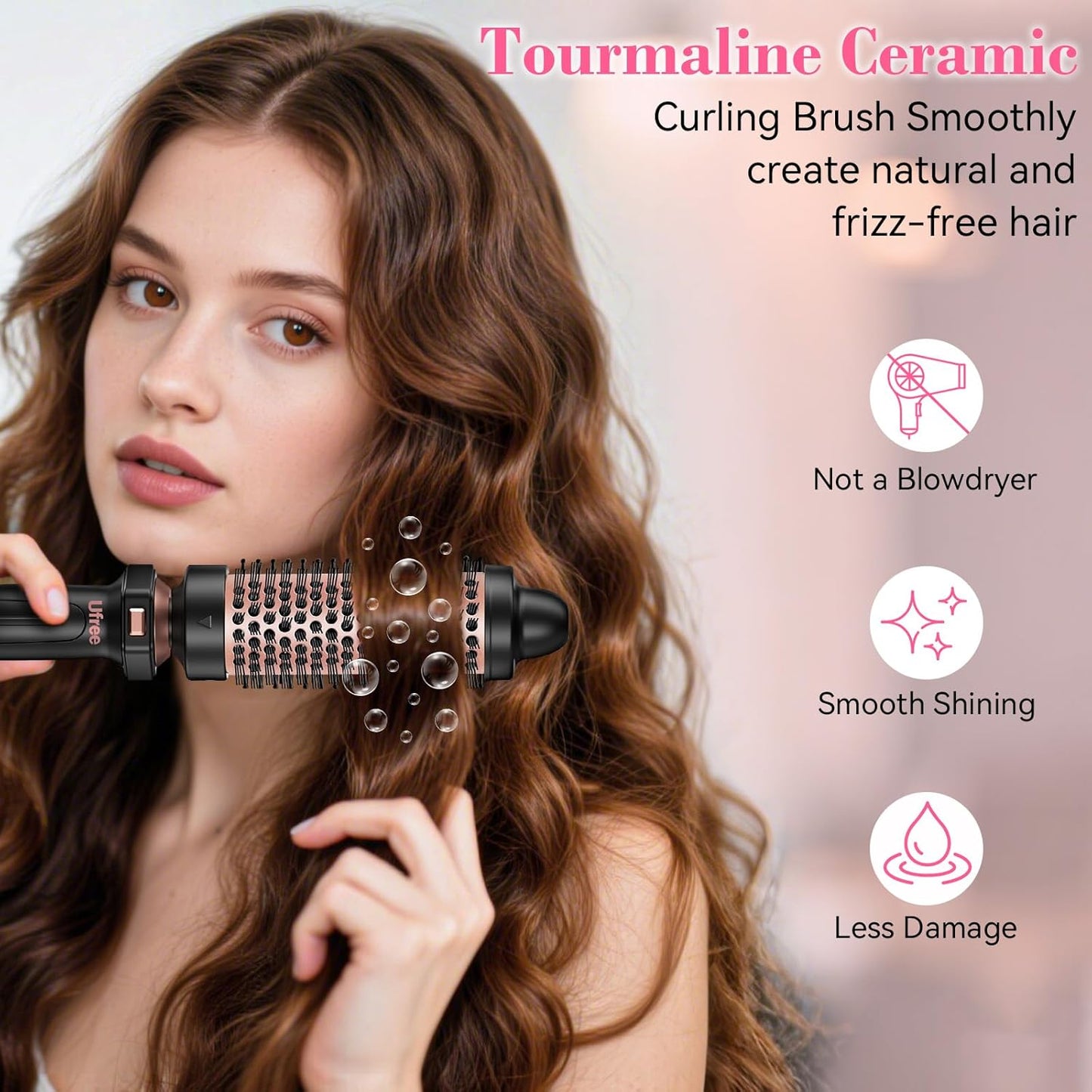 Ufree 7-in-1 Curling Iron Set with Interchangeable Ceramic Barrels, Curling Wand Set with Thermal Brush, Hair Straightener and Wand Curling Iron, Versatile Styling Hair Curlers Set, Gifts for Women