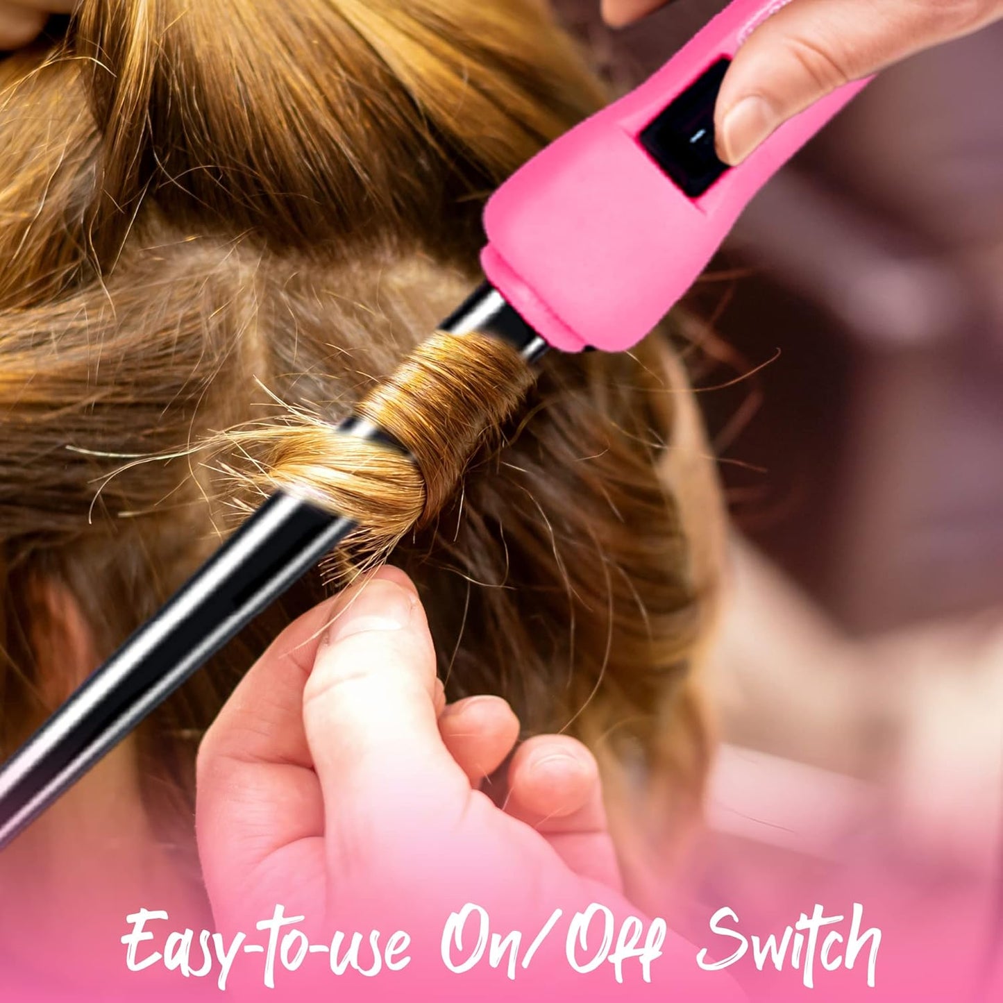 Herstyler Baby Curls Small Curling Wand - Mini Curling Iron - 1/2 to 3/4 Tapered - Small Barrel - Skinny - Pink