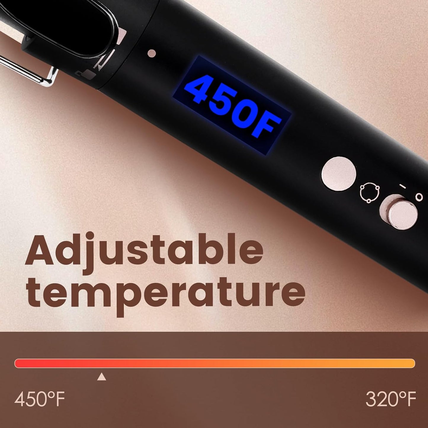 Bo'laiya 5 in 1 Curling Wand Set with Temperature Display, Curling Iron Set with 5 Interchangeable Ceramic Curling Wands, Instant Heat Up, Suitable for All Hair Types (Rose Gold)