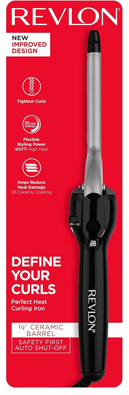 Revlon Perfect Heat Triple Ceramic Curling Iron | For Silky Smooth Spiral Curls (1/2 in)