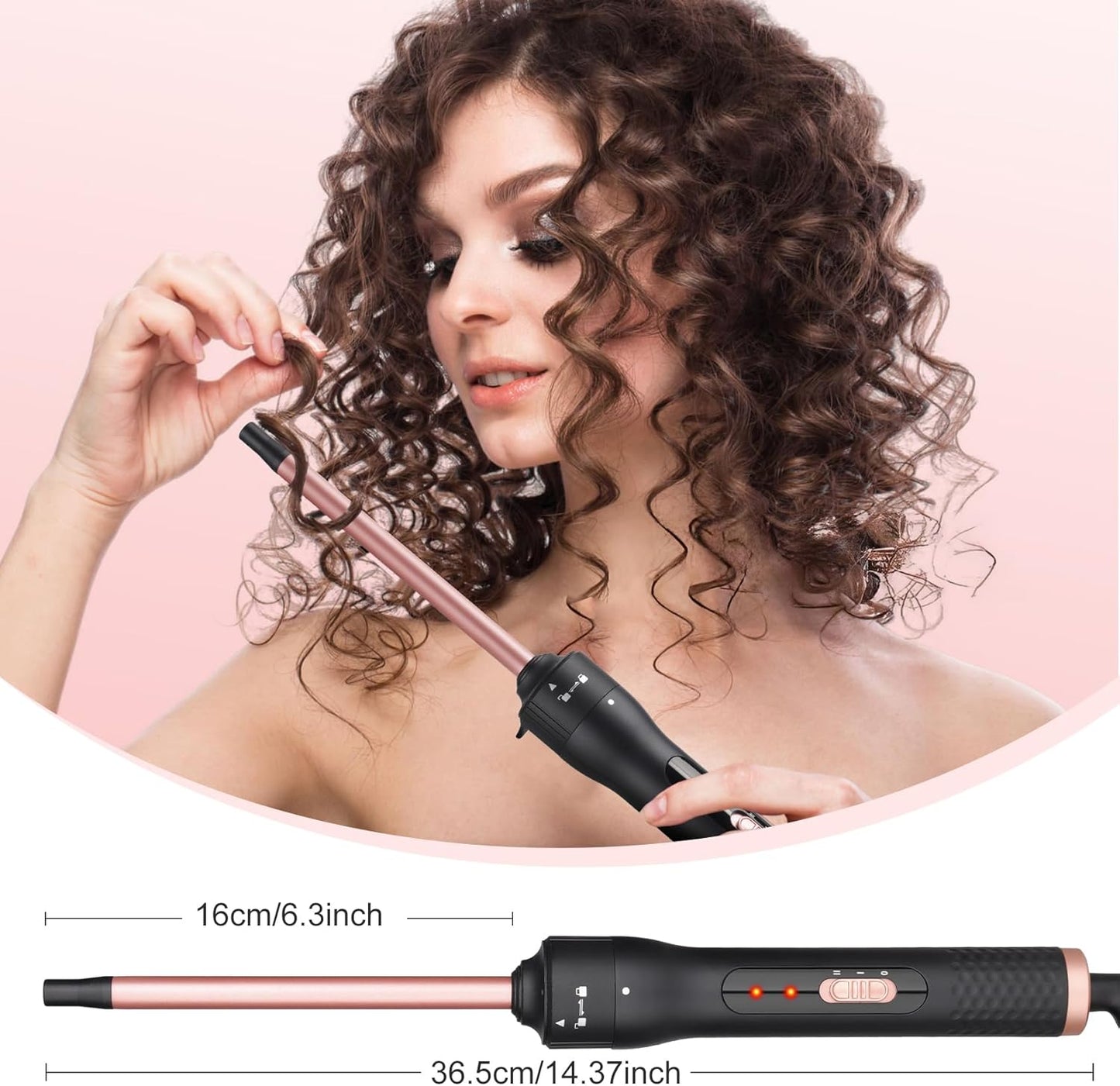 Curling Wand Professional Ceramic Hair Curling Iron 13mm for Short to Long Hair Styler Curler with Glove, Rapid Heating, Dual Voltage