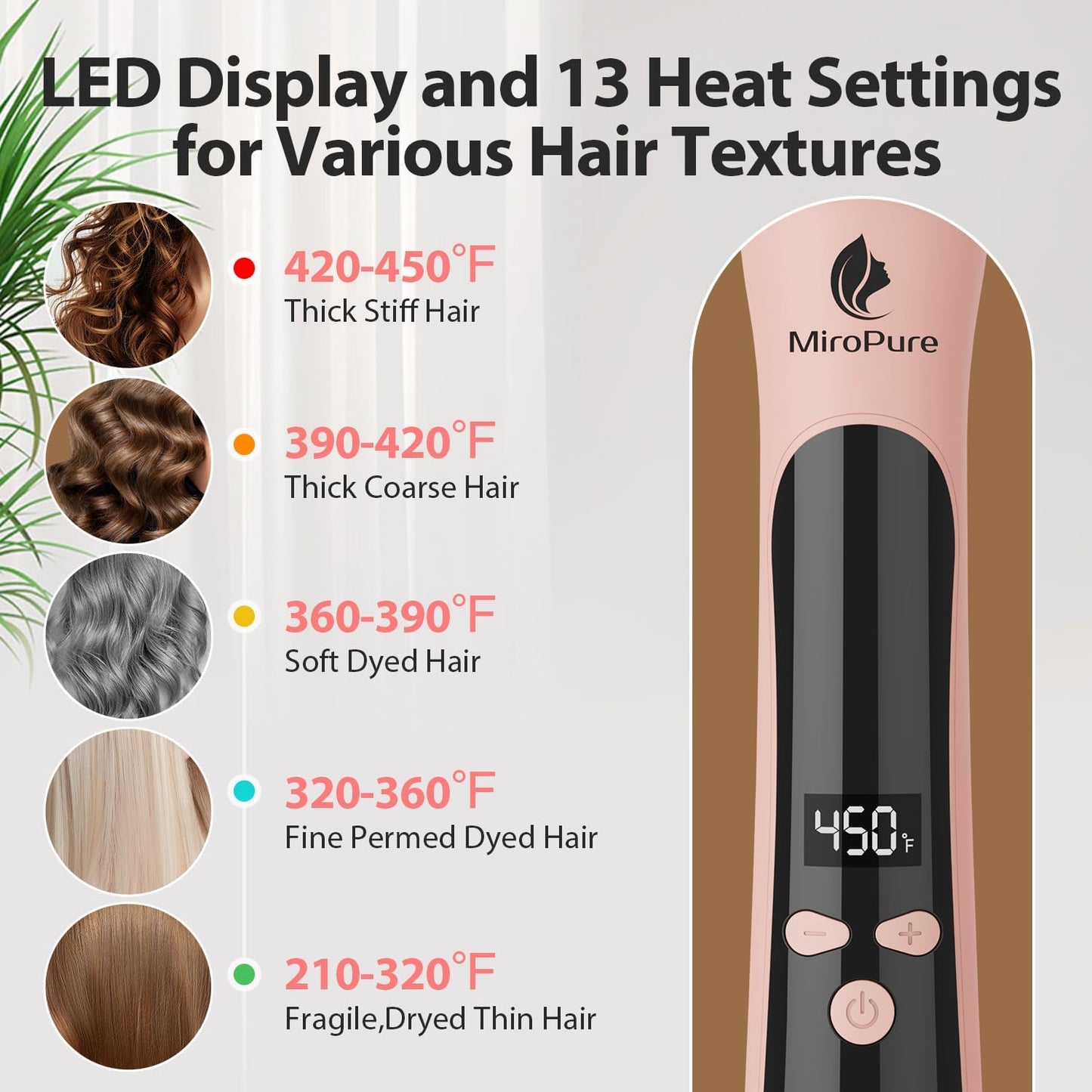 MiroPure Automatic Curling Iron, 1 Inch Ionic Hair Curler, Self Rotating Curling Wand with Longer Barrel for Waves and Curls, Unique Button to Enable/Distable Rotation, Get Rid of Accidentally Hit