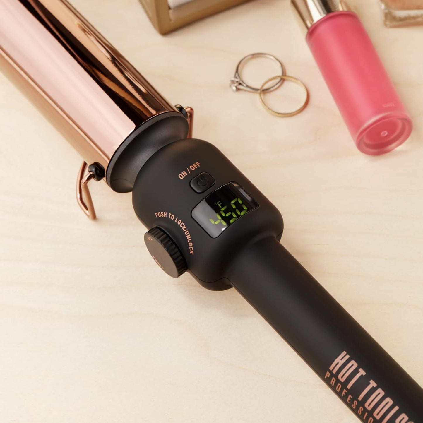 HOT TOOLS Pro Artist Rose Gold Digital Curling Iron/Wand | Long Lasting Defined Curls, (1-1/2 in)