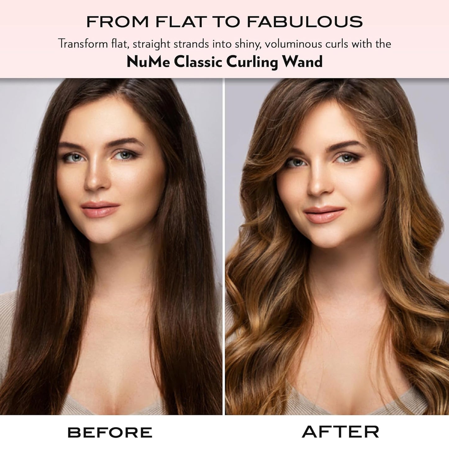 NuMe Classic Curling Wand, Blush | 1-Inch Tourmaline Ceramic Barrel with Far-Infrared Heat & Negative Ions for Frizz-Free, Long-Lasting Waves & Curls – Professional Hair Styling Tool for All Types