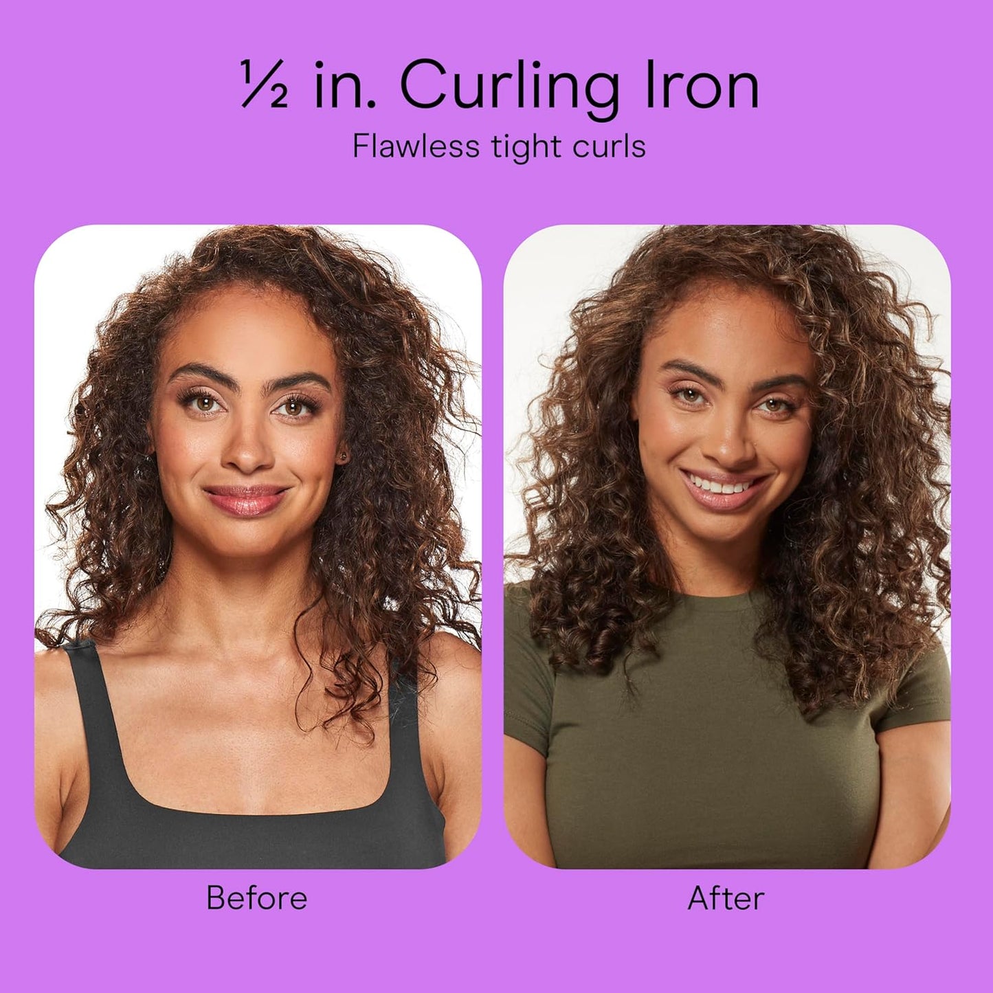 Conair Double Ceramic 1/2-Inch Curling Iron, 1/2-inch barrel produces spiral curls – for use on short to medium hair