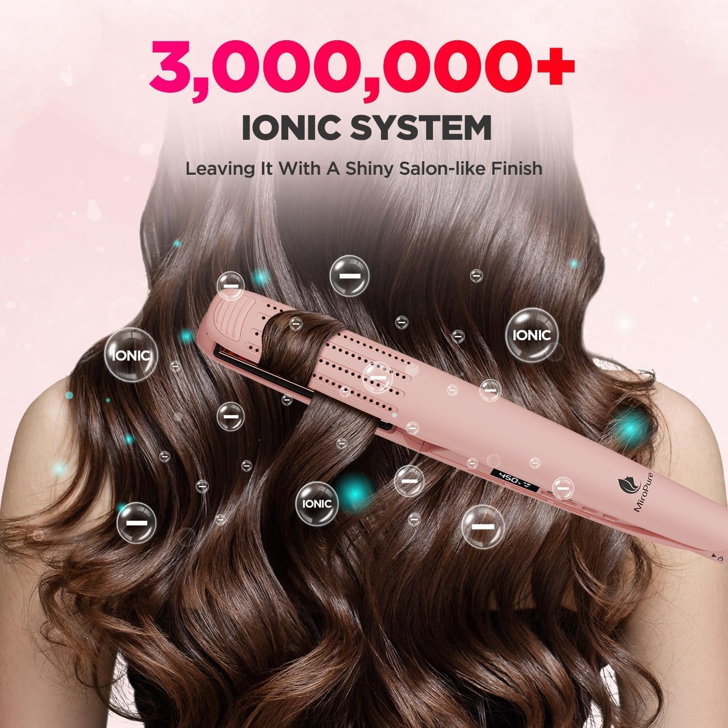 MiroPure 360° Airflow Styler Curling Iron, Titanium Flat Iron Hair Straightener and Curler 2 in 1, Professional Curing Wand with Ionic Aroma Cool Air, 13 Adjustable Temps, Dual Voltage for Long Hair