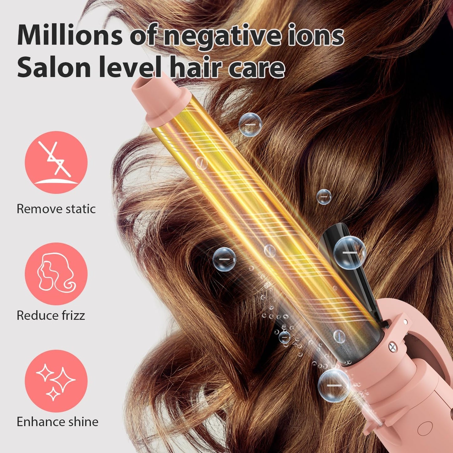 MiroPure Automatic Curling Iron, 1 Inch Ionic Hair Curler, Self Rotating Curling Wand with Longer Barrel for Waves and Curls, Unique Button to Enable/Distable Rotation, Get Rid of Accidentally Hit