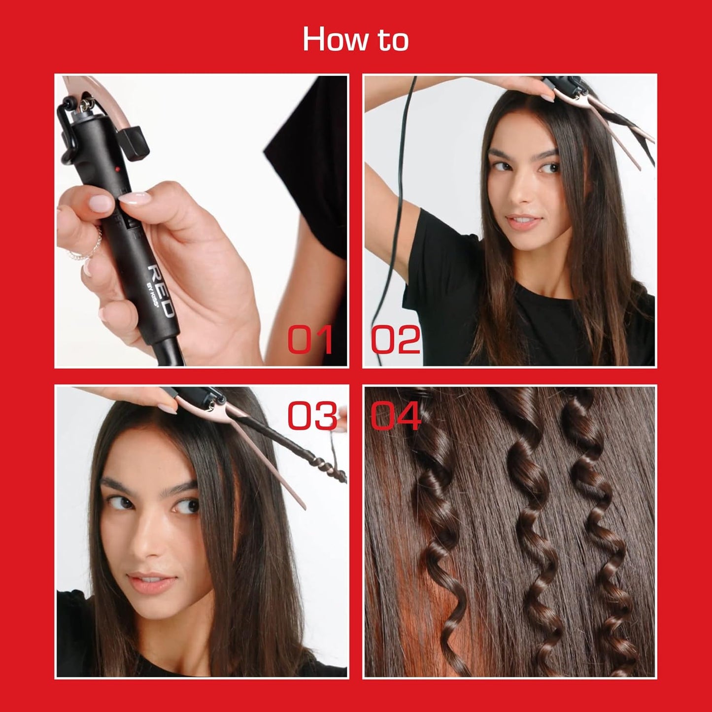 Red by Kiss 1/4 Inch Thin Curling Iron, Pencil Curling Iron, Extra Small Ceramic Coating Barrel, Skinny Curling Iron Wand for Long & Short Hair