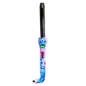 Eva NYC Healthy Heat Clip-Free Curling Wand, Tourmaline-Infused Hair Curler with Far-Infrared, Ceramic Wand Curling Iron, Hair Wand Styling Tool with Adjustable Heat, 1 Inch, Floral Frenzy