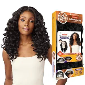 Sensationnel Curls Kinksandco Kinkyedges Wig - Kinky Wand Curl 20 Inch Y Part Lace Natural Kinkytexture Edged Hairline for Natural 3C to 4C Hair Textures (1 JETBLACK)