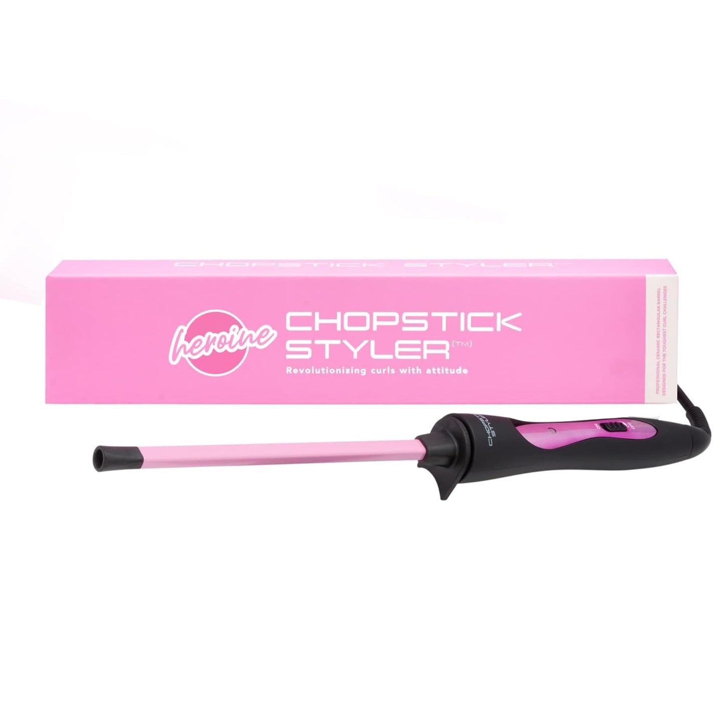 CHOPSTICK STYLER Heroine Professional Curling Wand, 3/8 Super Skinny Rectangular Ceramic Barrel for Tight, Natural, Ringlet Long Lasting Chopstick Curls - Curler for Long & Short Hair