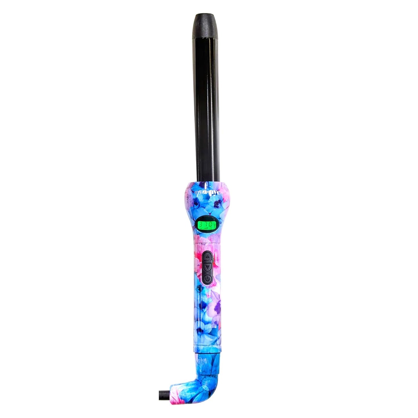 Eva NYC Healthy Heat Clip-Free Curling Wand, Tourmaline-Infused Hair Curler with Far-Infrared, Ceramic Wand Curling Iron, Hair Wand Styling Tool with Adjustable Heat, 1 Inch, Floral Frenzy