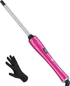 Small Curling Wand, 3/8 Inch Curling Iron for Short & Long Hair, Ceramic Small Barrel Curling Iron with Argan Oil & Keratin Infused, 30s Fast Heat Up, 12 Adjustable Temperature, Glove Included