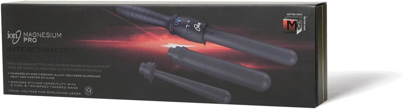 Ion Interchangeable Clipless Curl Wand Trio