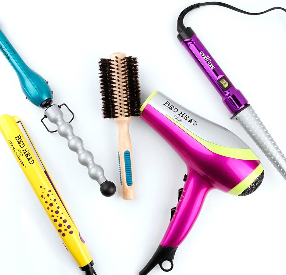 Bed Head Rock N Roller Clamp Free 2-in-1 Curling Wand | Round Barrel for Tousled Waves