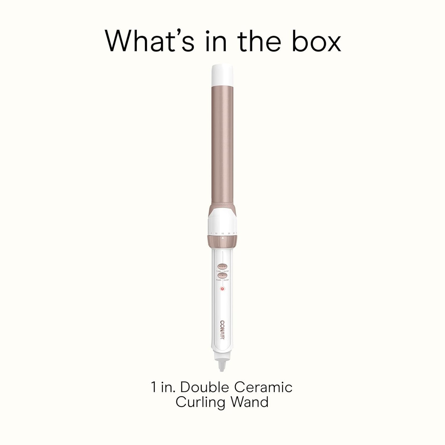 Conair Double Ceramic 1-Inch Curling Wand, Produces Flawless Waves, Curling Iron for Use on Medium and Long Hair, 30 Heat Setting Curling Iron, White