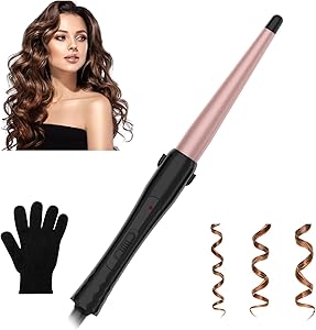 Curling Irons,1 Inch Hair Curling Wand,110V-240V Instant Heating Up to 410℉ Wand Curler,1 Inch Tapered Hair Curlers