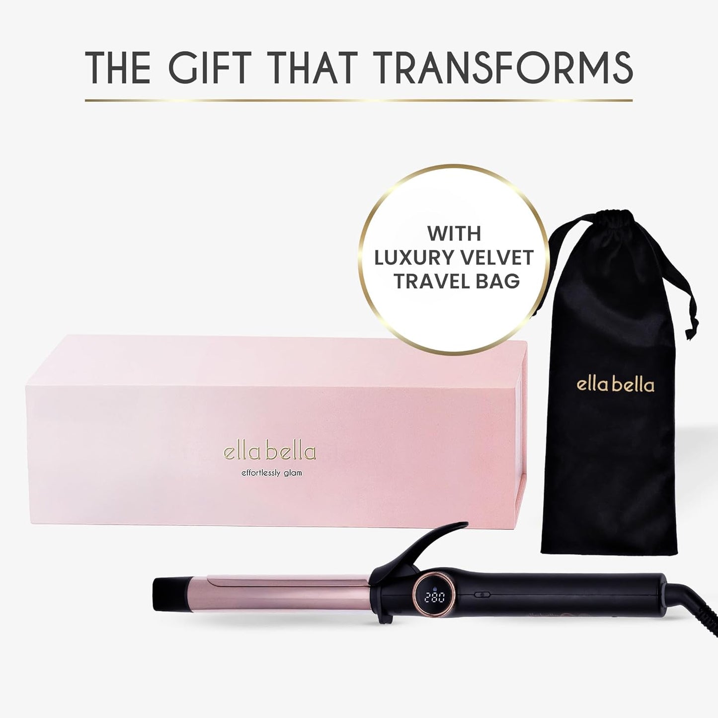 ELLA BELLA® Compact Curling Iron 1 Inch - Professional Curling Wand with Dual Voltage, Ceramic Tourmaline Coating, for Long-Lasting Curls and Reliable Styling