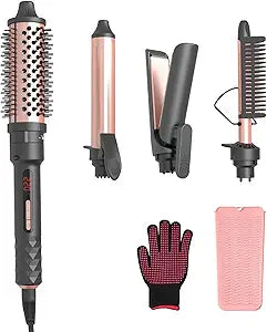 4 in1 Curling Iron,Curling Wand for Long Hair,Hair Crimper with Straightener and Curler Fuction,Wand Curling Iron with Heat Resistant Mat Glove