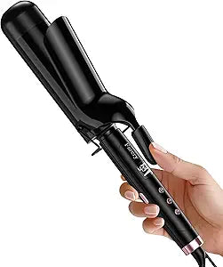 2 inch Curling Iron For Long Hair, Lightweight Large Barrel Curling Iron 2 Inch, Ceramic Curling Wand Infused Argan Oil & Keratin for Bouncy Big Curls, 9 Temps Digital Display & Lock Key, Glove