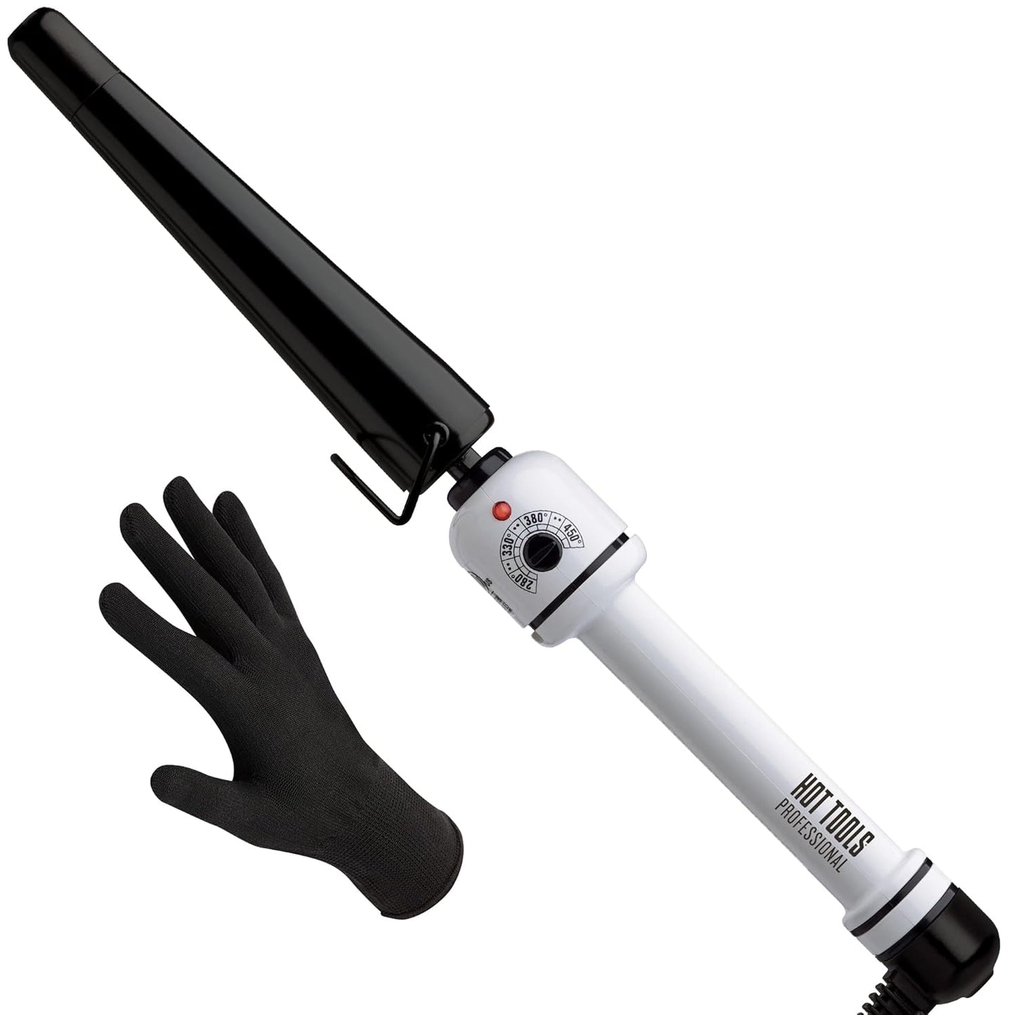 Hot Tools Pro Artist Nano Ceramic Tapered Curling Wand | For Smooth, Shiny Hair (3/4 to 1-1/4 in)|White