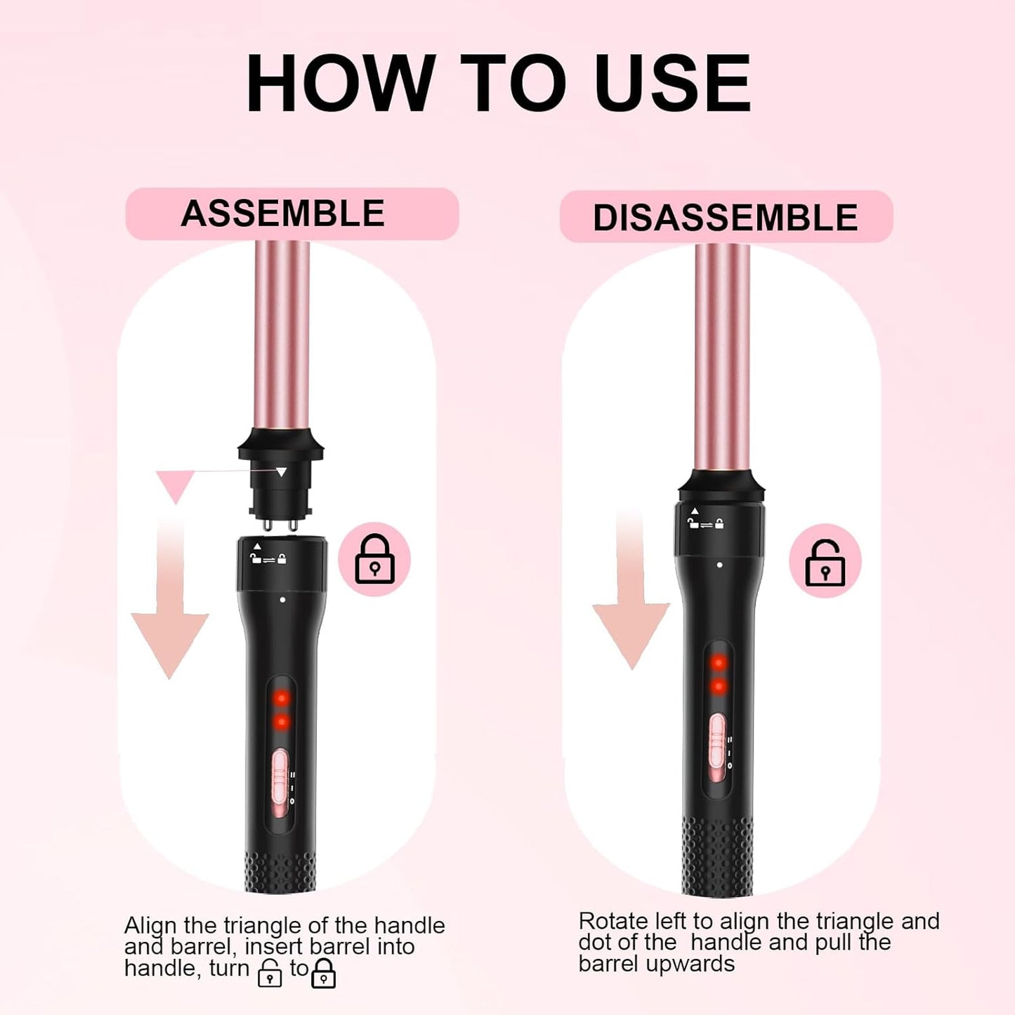 Curling Iron 1 Inch, Professional Long Barrel Hair Curling Wand with 2 Heat Settings, Ceramic Coating Barrel Curler Wand for All Hair Types, Include Heat Protective Glove & 2 Clips