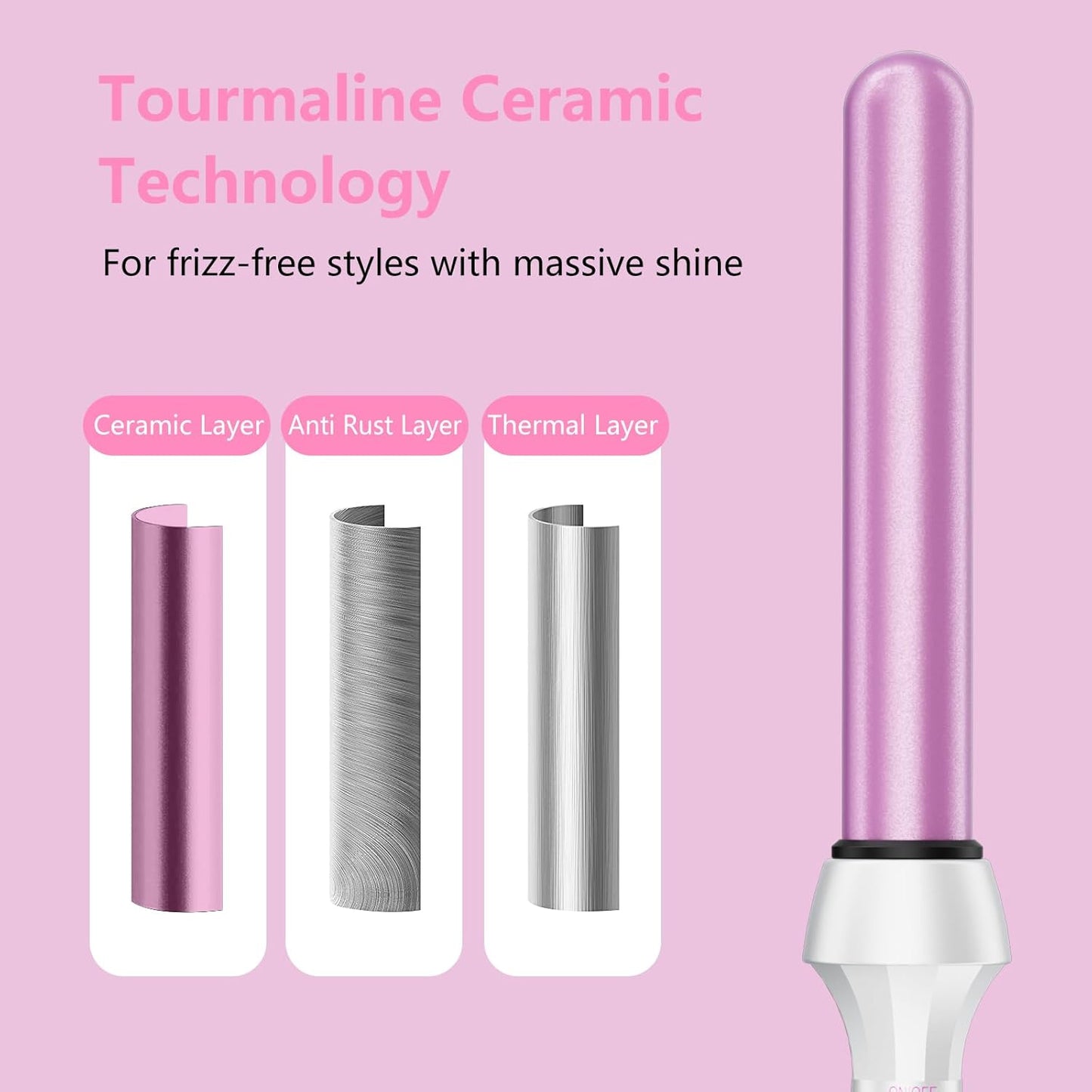 DAN Technology Curling Wand, 1 inch, Temperature Adjustable, Tourmaline Impregnated Ceramic Barrel, Dual Voltage, 60 min Shut Off, Curling Iron for Natural Curls and Long-lasting Hairstyles